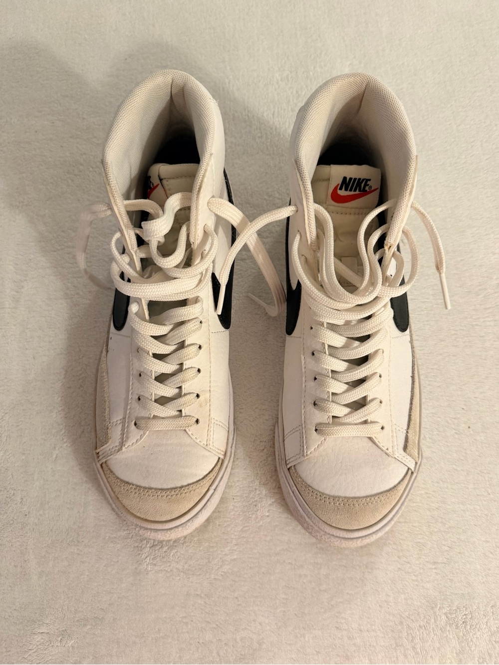 Nike Blazer Mid’77 High-Top Sneakers in White, Black and Cream